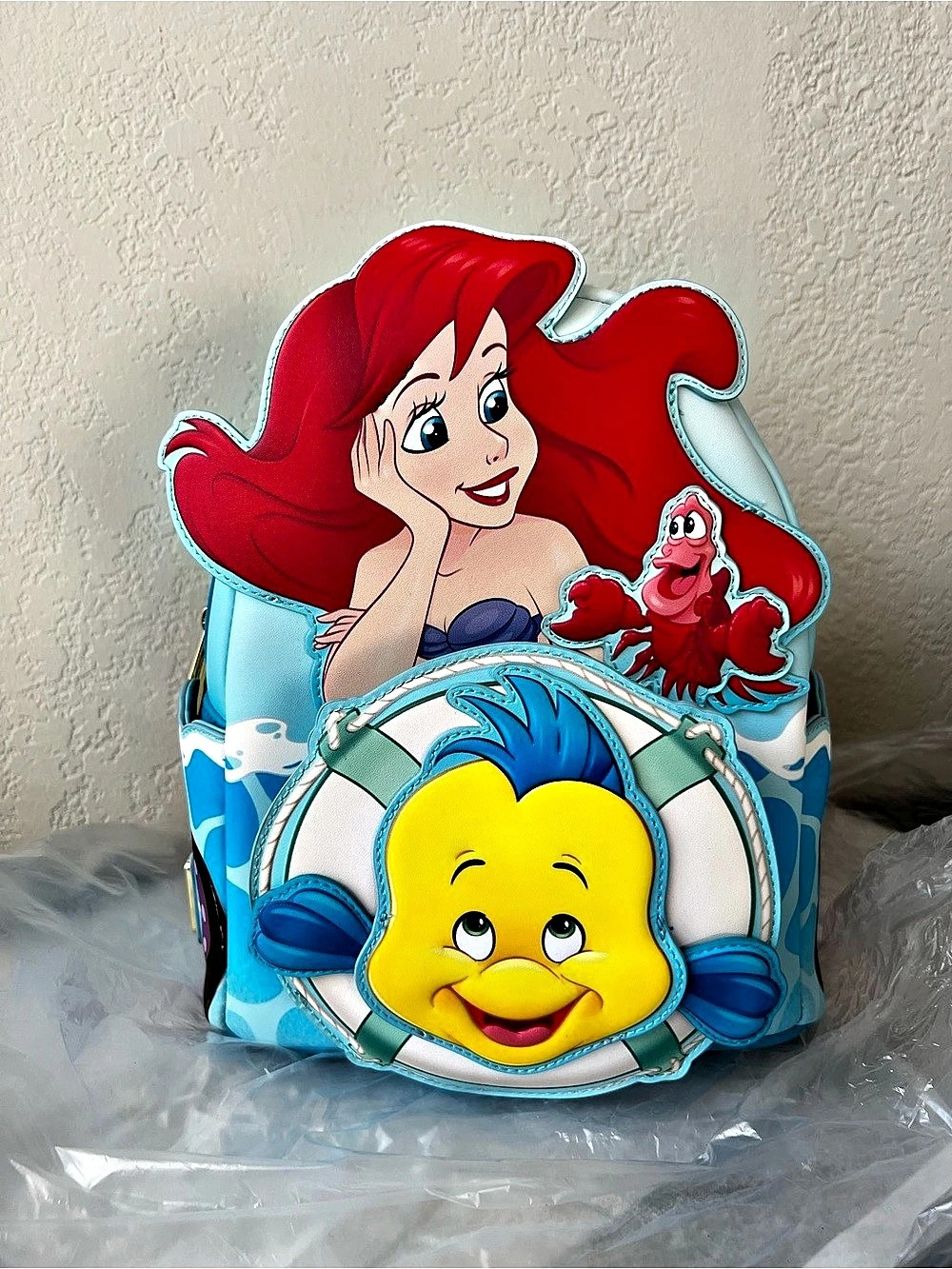 Loungefly The Little Mermaid Exclusive Ariel, Flounder & Sebastian Backpack NWT